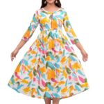 Women Anarkali Designer Printed Pom-Pom Kurti